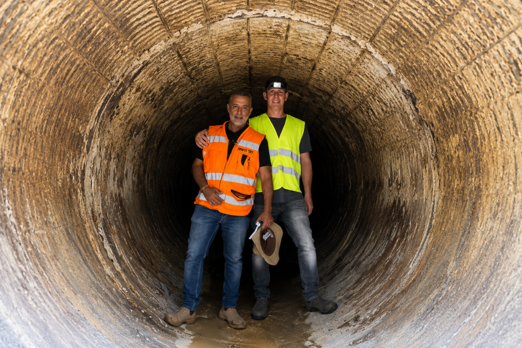 בדיקת מצב המאסף הראשי לפני ביצוע עבודות שיקום ללא חפירה
